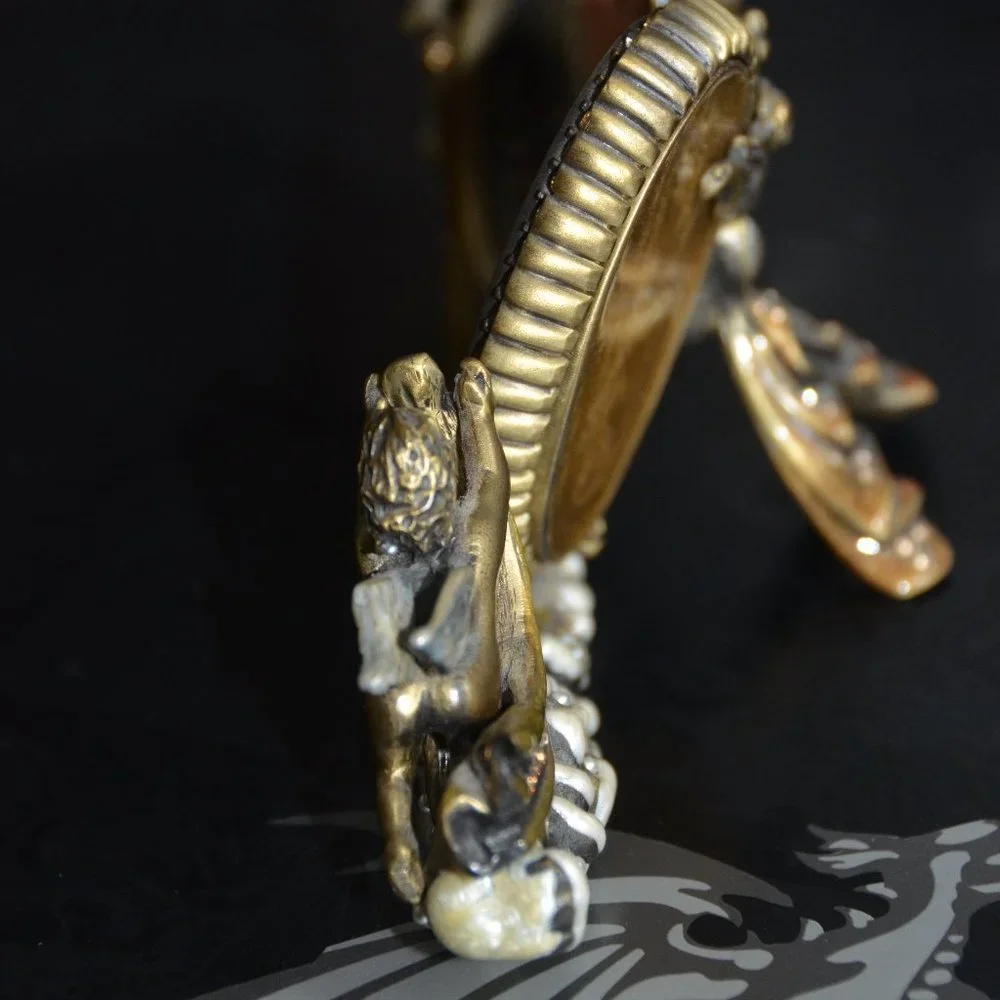 RARE JAY STRONGWATER ART DECO HOLIDAY ANGEL CHERUB CRYSTAL ENAMEL DOUBLE FRAME